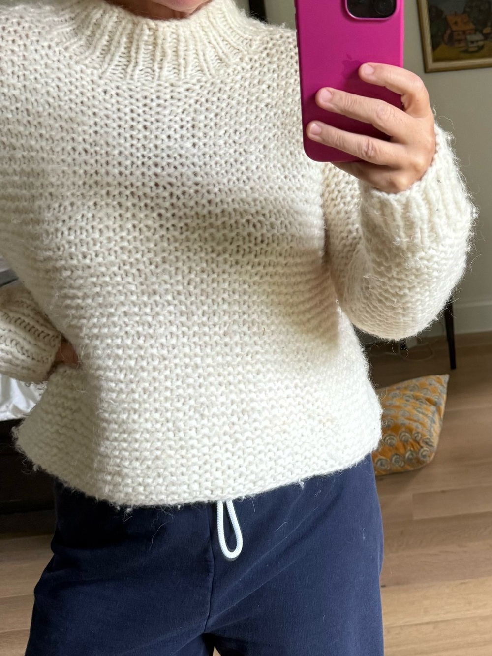 Women's Cream Chunky wool Sweater - Soft Knit
